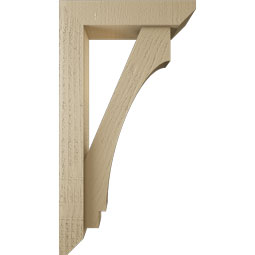 Ekena Millwork - BKTUR0352X14X26IMP06RCPR - Timberthane Faux Wood Imperial Style Bracket w/ Offset Brace, Slat Ends, 3 1/2"W x 14"D x 26"H, Primed Tan
