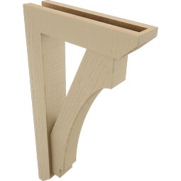 Ekena Millwork - BKTUR0352X14X26IMP06RCPR - Timberthane Faux Wood Imperial Style Bracket w/ Offset Brace, Slat Ends, 3 1/2"W x 14"D x 26"H, Primed Tan