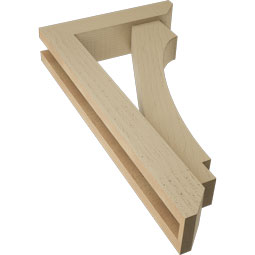 Ekena Millwork - BKTUR0352X14X26IMP06RCPR - Timberthane Faux Wood Imperial Style Bracket w/ Offset Brace, Slat Ends, 3 1/2"W x 14"D x 26"H, Primed Tan