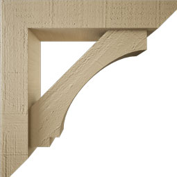 Ekena Millwork - BKTUR0352X16X16IMP06RCPR - Timberthane Faux Wood Imperial Style Bracket w/ Offset Brace, Slat Ends, 3 1/2"W x 16"D x 16"H, Primed Tan