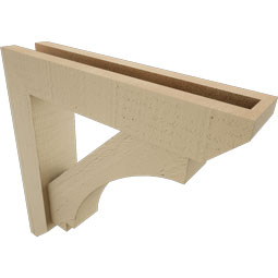 Ekena Millwork - BKTUR0352X16X16IMP06RCPR - Timberthane Faux Wood Imperial Style Bracket w/ Offset Brace, Slat Ends, 3 1/2"W x 16"D x 16"H, Primed Tan