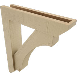 Ekena Millwork - BKTUR0352X16X20IMP06RCPR - Timberthane Faux Wood Imperial Style Bracket w/ Offset Brace, Slat Ends, 3 1/2"W x 16"D x 20"H, Primed Tan