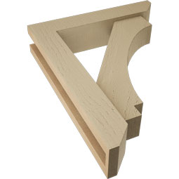 Ekena Millwork - BKTUR0352X16X20IMP06RCPR - Timberthane Faux Wood Imperial Style Bracket w/ Offset Brace, Slat Ends, 3 1/2"W x 16"D x 20"H, Primed Tan
