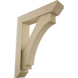 Ekena Millwork - BKTUR0352X16X20IMP06RCPR - Timberthane Faux Wood Imperial Style Bracket w/ Offset Brace, Slat Ends, 3 1/2"W x 16"D x 20"H, Primed Tan