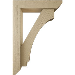 Ekena Millwork - BKTUR0352X16X24IMP06RCPR - Timberthane Faux Wood Imperial Style Bracket w/ Offset Brace, Slat Ends, 3 1/2"W x 16"D x 24"H, Primed Tan