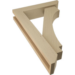 Ekena Millwork - BKTUR0352X16X24IMP06RCPR - Timberthane Faux Wood Imperial Style Bracket w/ Offset Brace, Slat Ends, 3 1/2"W x 16"D x 24"H, Primed Tan