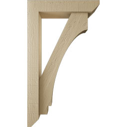 Ekena Millwork - BKTUR0352X16X28IMP06RCPR - Timberthane Faux Wood Imperial Style Bracket w/ Offset Brace, Slat Ends, 3 1/2"W x 16"D x 28"H, Primed Tan