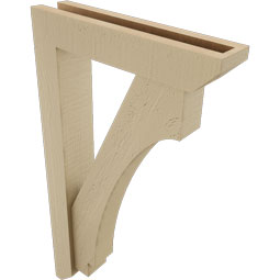Ekena Millwork - BKTUR0352X16X28IMP06RCPR - Timberthane Faux Wood Imperial Style Bracket w/ Offset Brace, Slat Ends, 3 1/2"W x 16"D x 28"H, Primed Tan