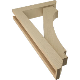 Ekena Millwork - BKTUR0352X16X28IMP06RCPR - Timberthane Faux Wood Imperial Style Bracket w/ Offset Brace, Slat Ends, 3 1/2"W x 16"D x 28"H, Primed Tan