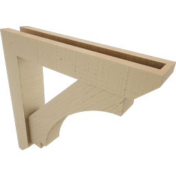 Ekena Millwork - BKTUR0352X18X18IMP06RCPR - Timberthane Faux Wood Imperial Style Bracket w/ Offset Brace, Slat Ends, 3 1/2"W x 18"D x 18"H, Primed Tan