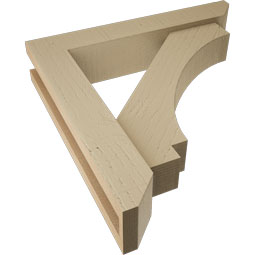 Ekena Millwork - BKTUR0352X18X18IMP06RCPR - Timberthane Faux Wood Imperial Style Bracket w/ Offset Brace, Slat Ends, 3 1/2"W x 18"D x 18"H, Primed Tan