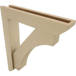 Ekena Millwork - BKTUR0352X18X22IMP06RCPR - Timberthane Faux Wood Imperial Style Bracket w/ Offset Brace, Slat Ends, 3 1/2"W x 18"D x 22"H, Primed Tan