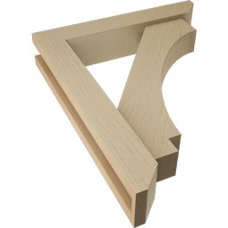 Ekena Millwork - BKTUR0352X18X22IMP06RCPR - Timberthane Faux Wood Imperial Style Bracket w/ Offset Brace, Slat Ends, 3 1/2"W x 18"D x 22"H, Primed Tan