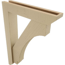 Ekena Millwork - BKTUR0352X18X26IMP06RCPR - Timberthane Faux Wood Imperial Style Bracket w/ Offset Brace, Slat Ends, 3 1/2"W x 18"D x 26"H, Primed Tan