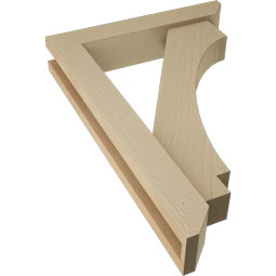 Ekena Millwork - BKTUR0352X18X26IMP06RCPR - Timberthane Faux Wood Imperial Style Bracket w/ Offset Brace, Slat Ends, 3 1/2"W x 18"D x 26"H, Primed Tan