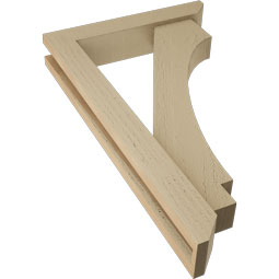 Ekena Millwork - BKTUR0352X18X30IMP06RCPR - Timberthane Faux Wood Imperial Style Bracket w/ Offset Brace, Slat Ends, 3 1/2"W x 18"D x 30"H, Primed Tan