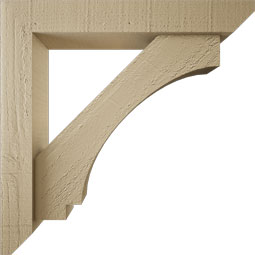 Ekena Millwork - BKTUR0352X20X20IMP06RCPR - Timberthane Faux Wood Imperial Style Bracket w/ Offset Brace, Slat Ends, 3 1/2"W x 20"D x 20"H, Primed Tan