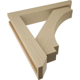 Ekena Millwork - BKTUR0352X20X20IMP06RCPR - Timberthane Faux Wood Imperial Style Bracket w/ Offset Brace, Slat Ends, 3 1/2"W x 20"D x 20"H, Primed Tan