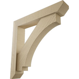 Ekena Millwork - BKTUR0352X20X20IMP06RCPR - Timberthane Faux Wood Imperial Style Bracket w/ Offset Brace, Slat Ends, 3 1/2"W x 20"D x 20"H, Primed Tan