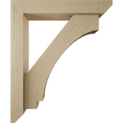 Ekena Millwork - BKTUR0352X20X24IMP06RCPR - Timberthane Faux Wood Imperial Style Bracket w/ Offset Brace, Slat Ends, 3 1/2"W x 20"D x 24"H, Primed Tan