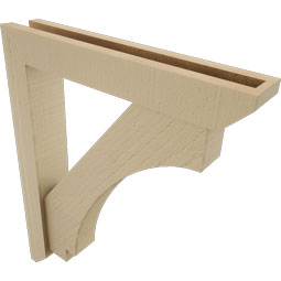 Ekena Millwork - BKTUR0352X20X24IMP06RCPR - Timberthane Faux Wood Imperial Style Bracket w/ Offset Brace, Slat Ends, 3 1/2"W x 20"D x 24"H, Primed Tan