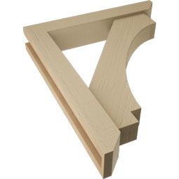 Ekena Millwork - BKTUR0352X20X24IMP06RCPR - Timberthane Faux Wood Imperial Style Bracket w/ Offset Brace, Slat Ends, 3 1/2"W x 20"D x 24"H, Primed Tan