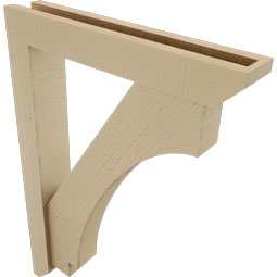 Ekena Millwork - BKTUR0352X20X28IMP06RCPR - Timberthane Faux Wood Imperial Style Bracket w/ Offset Brace, Slat Ends, 3 1/2"W x 20"D x 28"H, Primed Tan