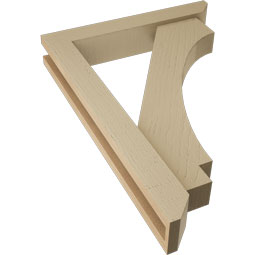 Ekena Millwork - BKTUR0352X20X28IMP06RCPR - Timberthane Faux Wood Imperial Style Bracket w/ Offset Brace, Slat Ends, 3 1/2"W x 20"D x 28"H, Primed Tan
