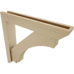 Ekena Millwork - BKTUR0352X22X22IMP06RCPR - Timberthane Faux Wood Imperial Style Bracket w/ Offset Brace, Slat Ends, 3 1/2"W x 22"D x 22"H, Primed Tan