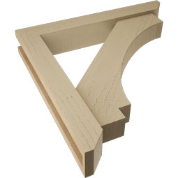 Ekena Millwork - BKTUR0352X22X22IMP06RCPR - Timberthane Faux Wood Imperial Style Bracket w/ Offset Brace, Slat Ends, 3 1/2"W x 22"D x 22"H, Primed Tan