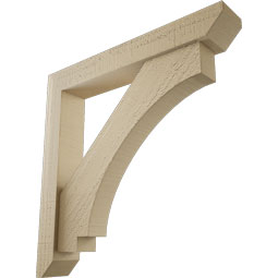 Ekena Millwork - BKTUR0352X22X22IMP06RCPR - Timberthane Faux Wood Imperial Style Bracket w/ Offset Brace, Slat Ends, 3 1/2"W x 22"D x 22"H, Primed Tan