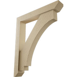 Ekena Millwork - BKTUR0352X22X26IMP06RCPR - Timberthane Faux Wood Imperial Style Bracket w/ Offset Brace, Slat Ends, 3 1/2"W x 22"D x 26"H, Primed Tan