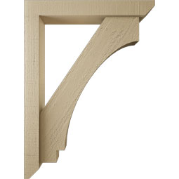 Ekena Millwork - BKTUR0352X22X30IMP06RCPR - Timberthane Faux Wood Imperial Style Bracket w/ Offset Brace, Slat Ends, 3 1/2"W x 22"D x 30"H, Primed Tan