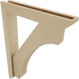 Ekena Millwork - BKTUR0352X22X30IMP06RCPR - Timberthane Faux Wood Imperial Style Bracket w/ Offset Brace, Slat Ends, 3 1/2"W x 22"D x 30"H, Primed Tan