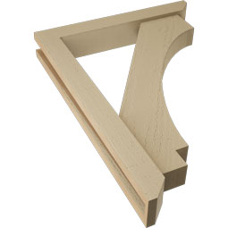 Ekena Millwork - BKTUR0352X22X30IMP06RCPR - Timberthane Faux Wood Imperial Style Bracket w/ Offset Brace, Slat Ends, 3 1/2"W x 22"D x 30"H, Primed Tan