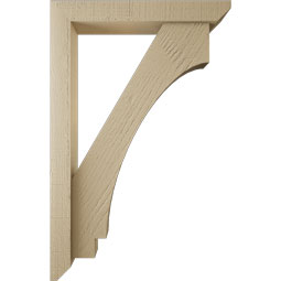 Ekena Millwork - BKTUR0352X22X34IMP06RCPR - Timberthane Faux Wood Imperial Style Bracket w/ Offset Brace, Slat Ends, 3 1/2"W x 22"D x 34"H, Primed Tan
