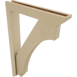 Ekena Millwork - BKTUR0352X22X34IMP06RCPR - Timberthane Faux Wood Imperial Style Bracket w/ Offset Brace, Slat Ends, 3 1/2"W x 22"D x 34"H, Primed Tan