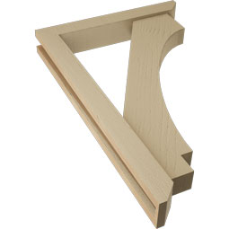 Ekena Millwork - BKTUR0352X22X34IMP06RCPR - Timberthane Faux Wood Imperial Style Bracket w/ Offset Brace, Slat Ends, 3 1/2"W x 22"D x 34"H, Primed Tan