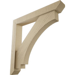 Ekena Millwork - BKTUR0352X24X24IMP06RCPR - Timberthane Faux Wood Imperial Style Bracket w/ Offset Brace, Slat Ends, 3 1/2"W x 24"D x 24"H, Primed Tan