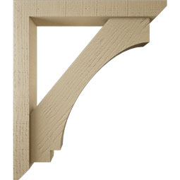 Ekena Millwork - BKTUR0352X24X28IMP06RCPR - Timberthane Faux Wood Imperial Style Bracket w/ Offset Brace, Slat Ends, 3 1/2"W x 24"D x 28"H, Primed Tan