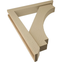 Ekena Millwork - BKTUR0352X24X28IMP06RCPR - Timberthane Faux Wood Imperial Style Bracket w/ Offset Brace, Slat Ends, 3 1/2"W x 24"D x 28"H, Primed Tan
