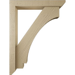 Ekena Millwork - BKTUR0352X24X32IMP06RCPR - Timberthane Faux Wood Imperial Style Bracket w/ Offset Brace, Slat Ends, 3 1/2"W x 24"D x 32"H, Primed Tan