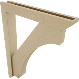 Ekena Millwork - BKTUR0352X24X32IMP06RCPR - Timberthane Faux Wood Imperial Style Bracket w/ Offset Brace, Slat Ends, 3 1/2"W x 24"D x 32"H, Primed Tan