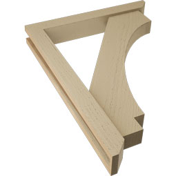 Ekena Millwork - BKTUR0352X24X32IMP06RCPR - Timberthane Faux Wood Imperial Style Bracket w/ Offset Brace, Slat Ends, 3 1/2"W x 24"D x 32"H, Primed Tan