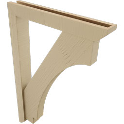 Ekena Millwork - BKTUR0352X24X36IMP06RCPR - Timberthane Faux Wood Imperial Style Bracket w/ Offset Brace, Slat Ends, 3 1/2"W x 24"D x 36"H, Primed Tan