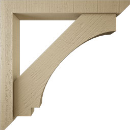 Ekena Millwork - BKTUR0352X26X26IMP06RCPR - Timberthane Faux Wood Imperial Style Bracket w/ Offset Brace, Slat Ends, 3 1/2"W x 26"D x 26"H, Primed Tan