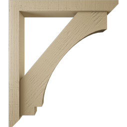 Ekena Millwork - BKTUR0352X26X30IMP06RCPR - Timberthane Faux Wood Imperial Style Bracket w/ Offset Brace, Slat Ends, 3 1/2"W x 26"D x 30"H, Primed Tan