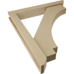 Ekena Millwork - BKTUR0352X26X30IMP06RCPR - Timberthane Faux Wood Imperial Style Bracket w/ Offset Brace, Slat Ends, 3 1/2"W x 26"D x 30"H, Primed Tan