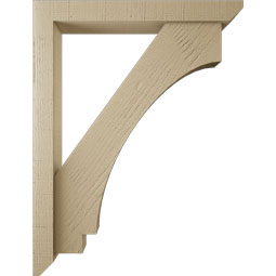 Ekena Millwork - BKTUR0352X26X34IMP06RCPR - Timberthane Faux Wood Imperial Style Bracket w/ Offset Brace, Slat Ends, 3 1/2"W x 26"D x 34"H, Primed Tan