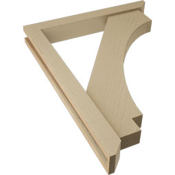 Ekena Millwork - BKTUR0352X26X34IMP06RCPR - Timberthane Faux Wood Imperial Style Bracket w/ Offset Brace, Slat Ends, 3 1/2"W x 26"D x 34"H, Primed Tan